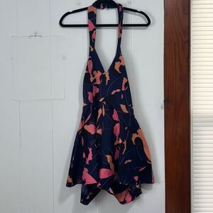Depri Navy floral Halter neck Romper Size Large